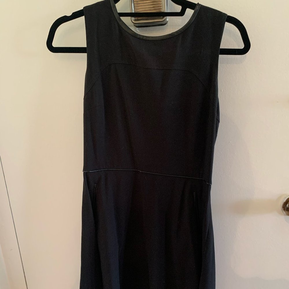 Loft Black Dress with Leather Trim